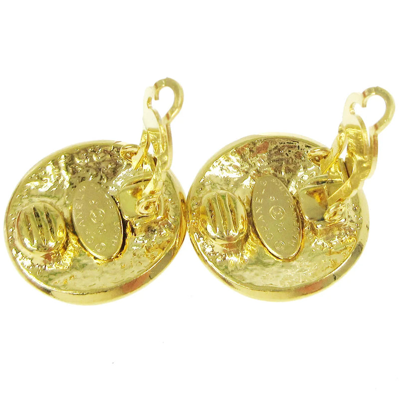 Chanel Vintage Round Cc Clip-On Metal Gold Gold_plated Jewelry