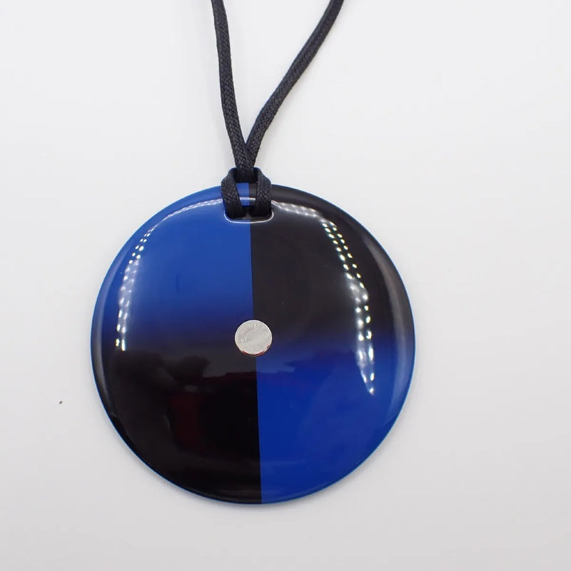 Hermes Necklace Buffalo Horn And Lacquer Blue Jewelry