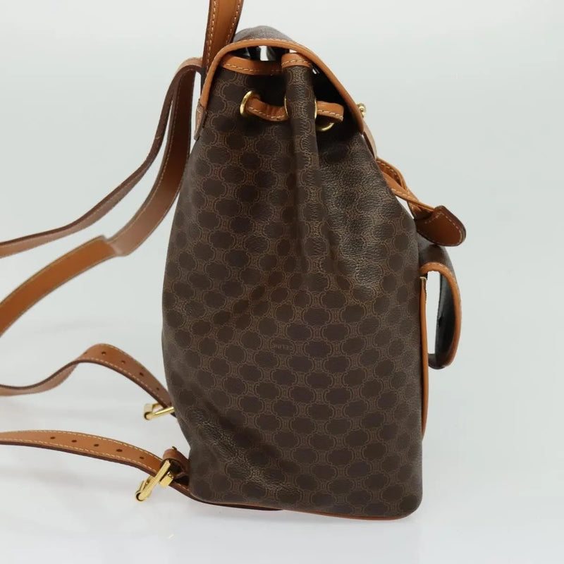 Celine Vintage Macadam Canvas And Leather Brown Pvc Bag