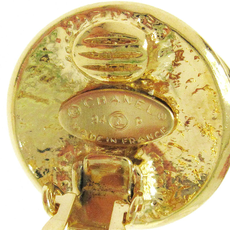 Chanel Vintage Round Cc Clip-On Metal Gold Gold_plated Jewelry