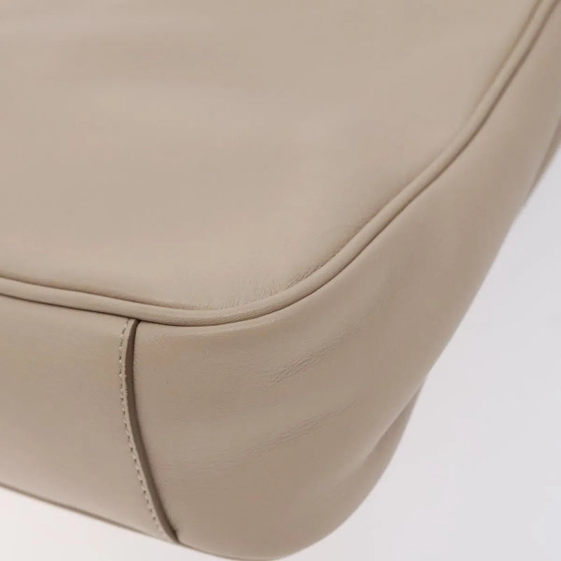 Salvatore Ferragamo Gancini Chain Leather Beige Bag