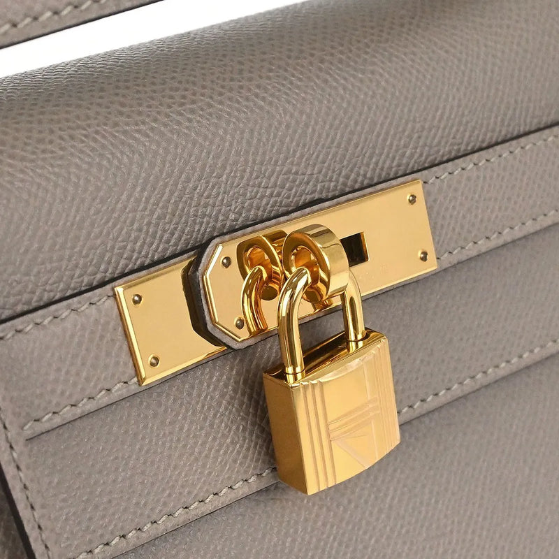Hermes Kelly Grey Epsom With Gold Hardware Gray Leather Bag