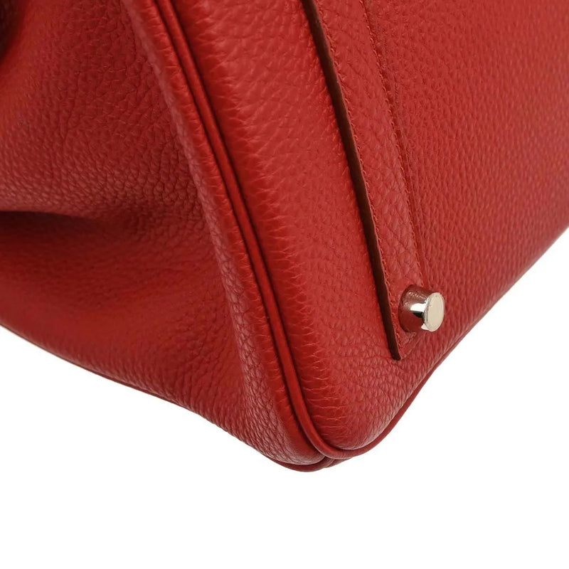 Hermes Birkin Red Togo With Palladium Hardware Leather Bag