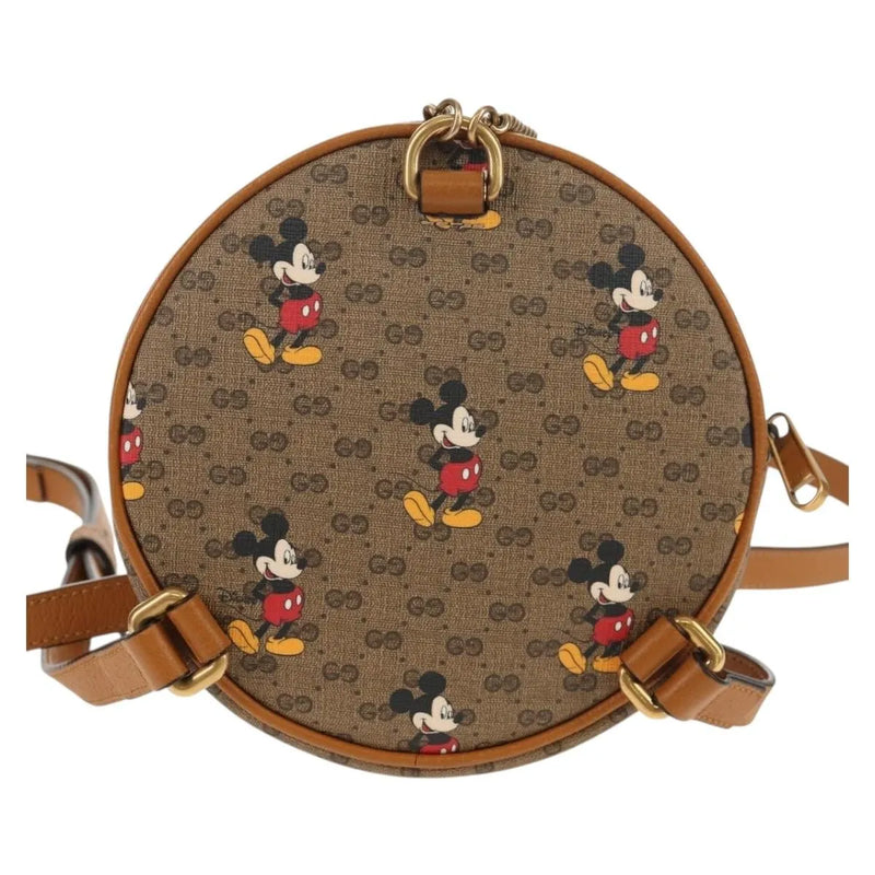 Gucci Disney Mickey Mouse Round Backpack (outlet) Printed Mini Gg Coated Canvas Beige Bag