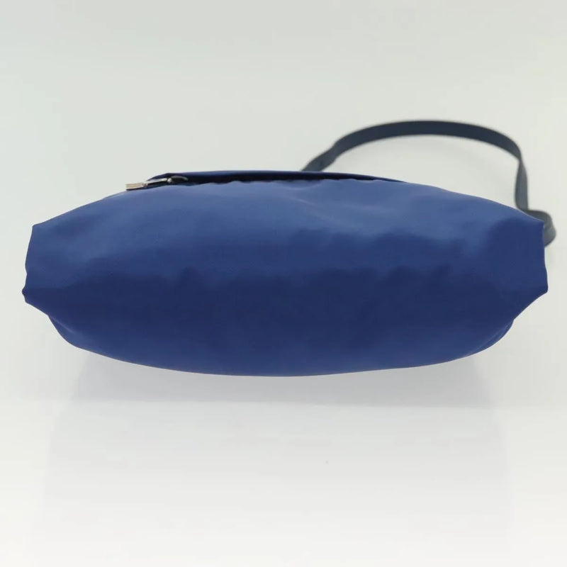 Prada Flat Messenger Tessuto With Leather Blue Nylon Bag