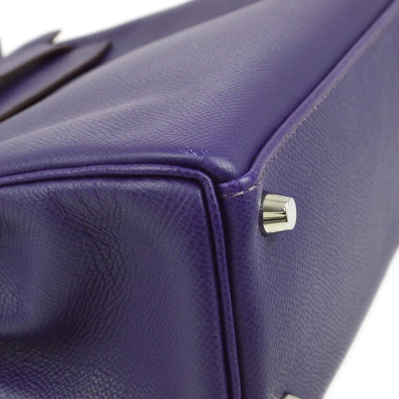 Hermes Kelly Purple Epsom With Palladium Hardware Leather Bag