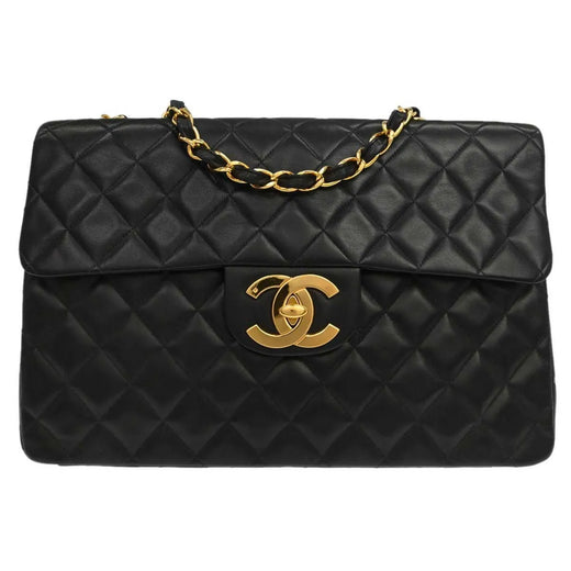 Chanel Vintage Cc Chain Flap Shoulder Quilted Lambskin Black Leather Bag