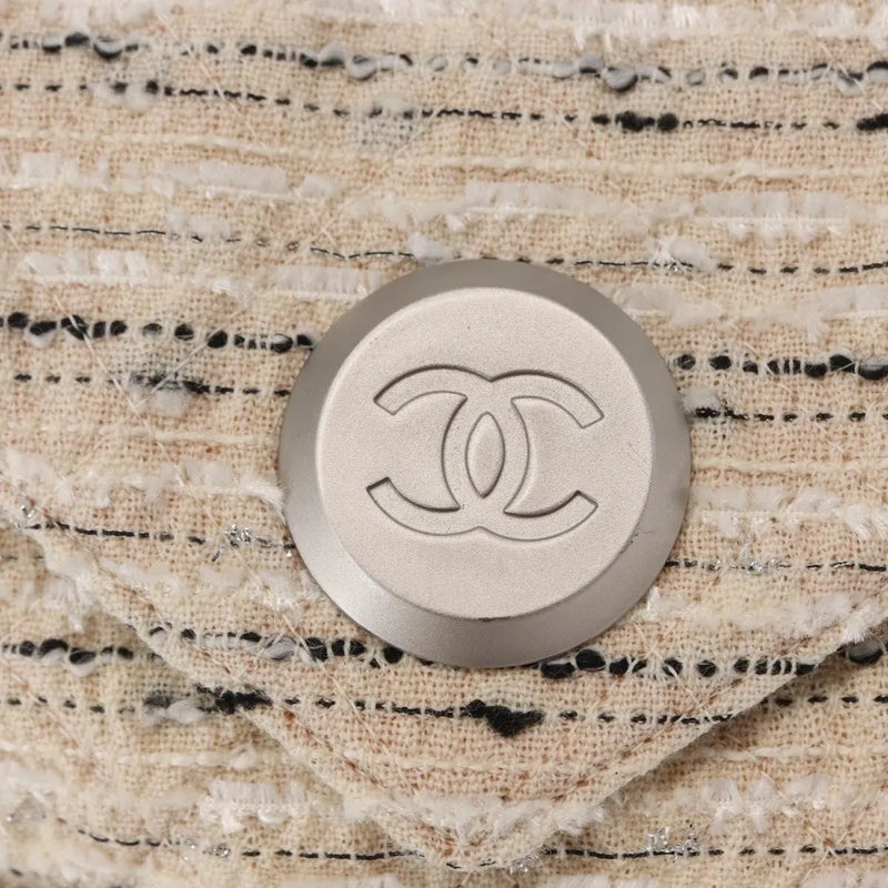 Chanel Vintage Envelope Chain Clutch Tweed White Bag