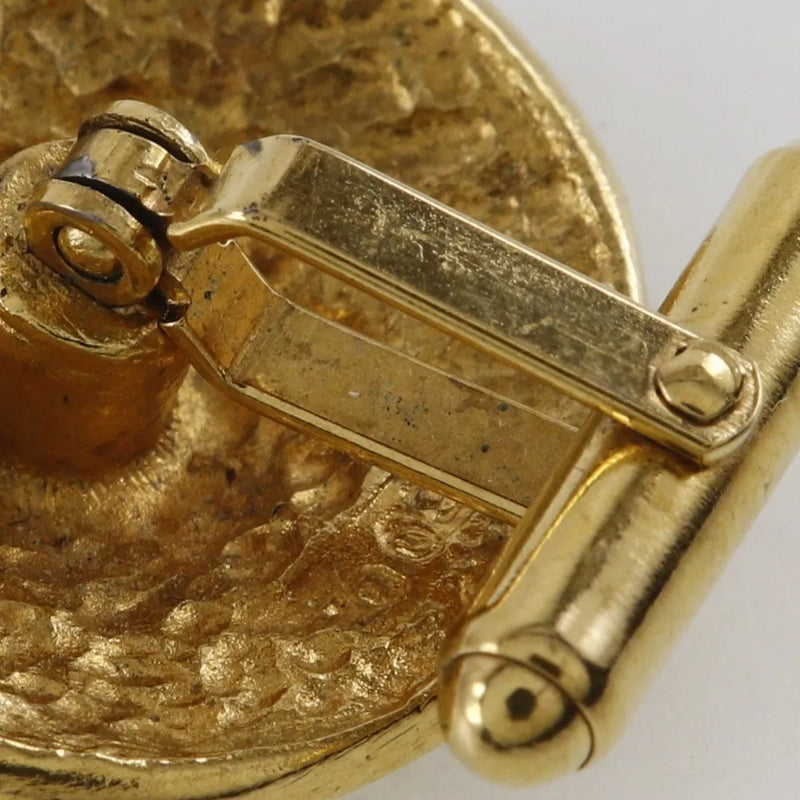 Chanel Vintage Logo Round Plated Gold Gold_plated Jewelry