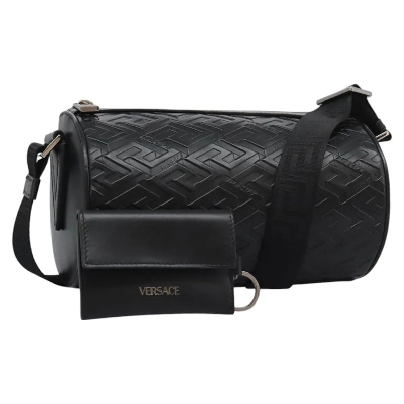 Versace La Greca Leather Black Bag