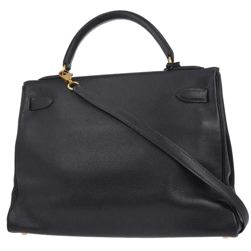 Hermes Kelly Blue Courchevel With Gold Hardware Leather Bag