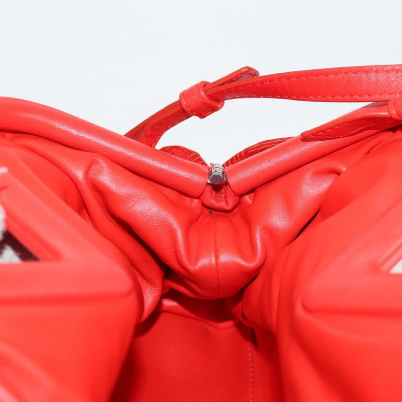 Bottega Veneta Point Chunky Knit Fabric Red Nylon Bag