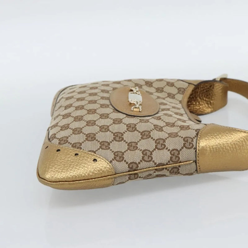 Gucci Vintage Jackie O Chain Hobo Gg Canvas Beige Bag