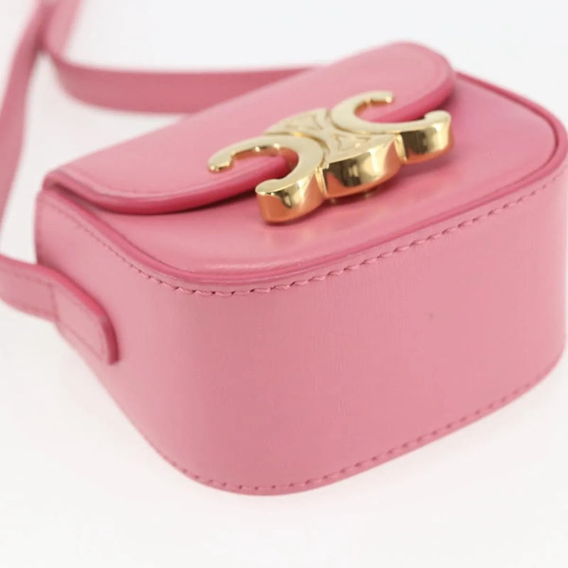 Celine Triomphe Shoulder Smooth Calfskin Pink Leather Bag