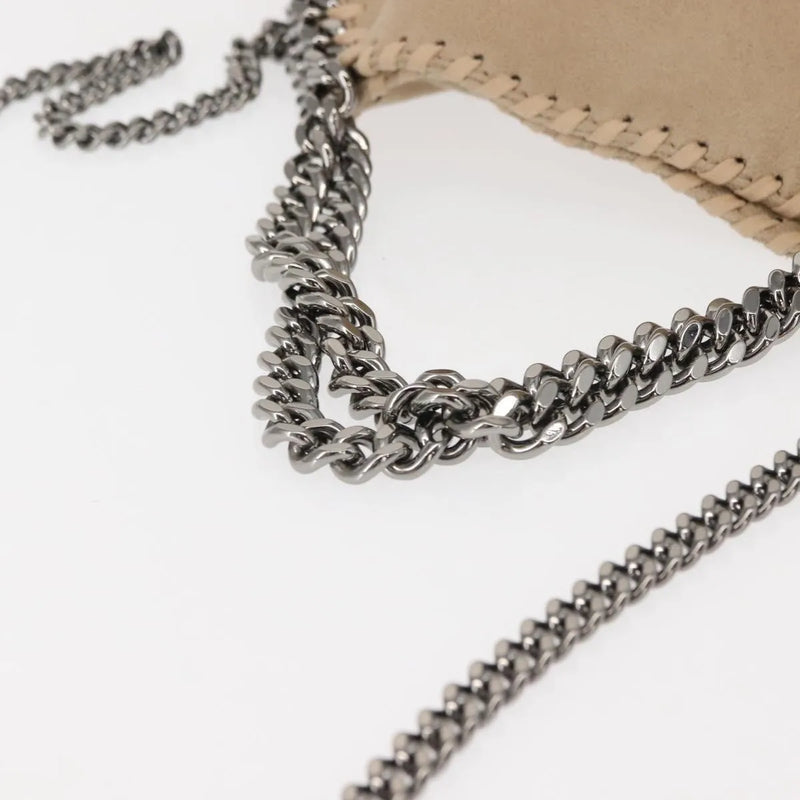 Stella Mccartney Falabella Fold Over Shaggy Deer Beige Polyester Bag