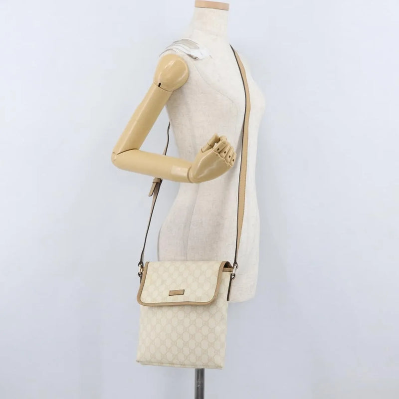 Gucci Flap Messenger Gg Coated Canvas Beige Bag