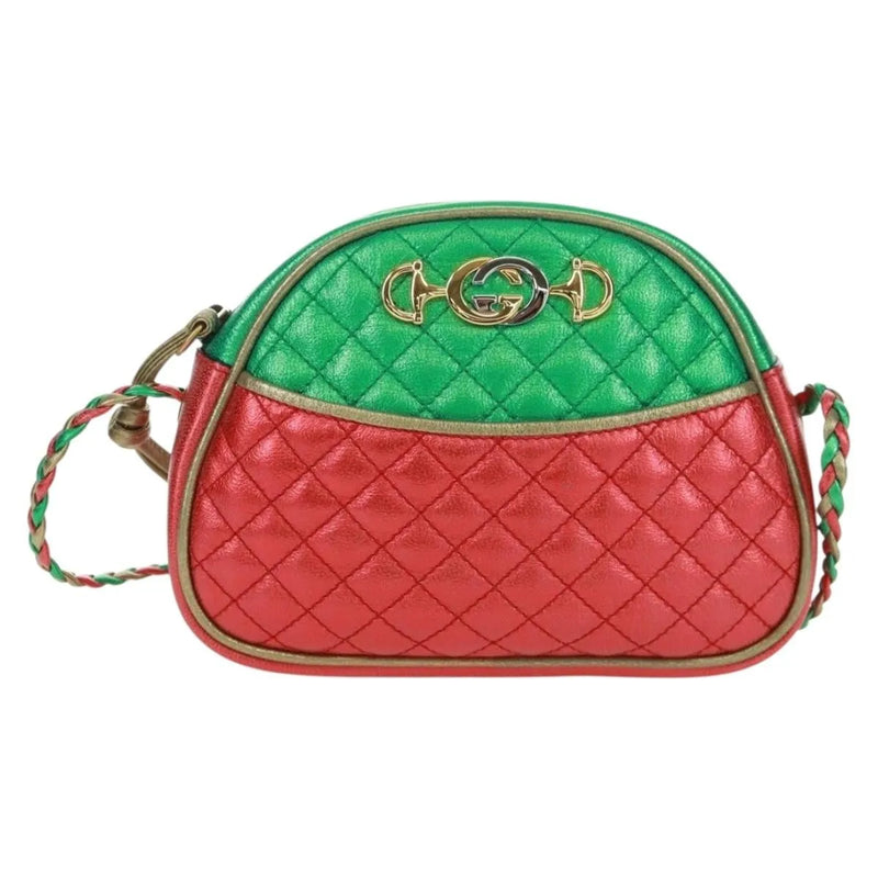 Gucci Trapuntata Camera Quilted Laminated Leather Red Bag