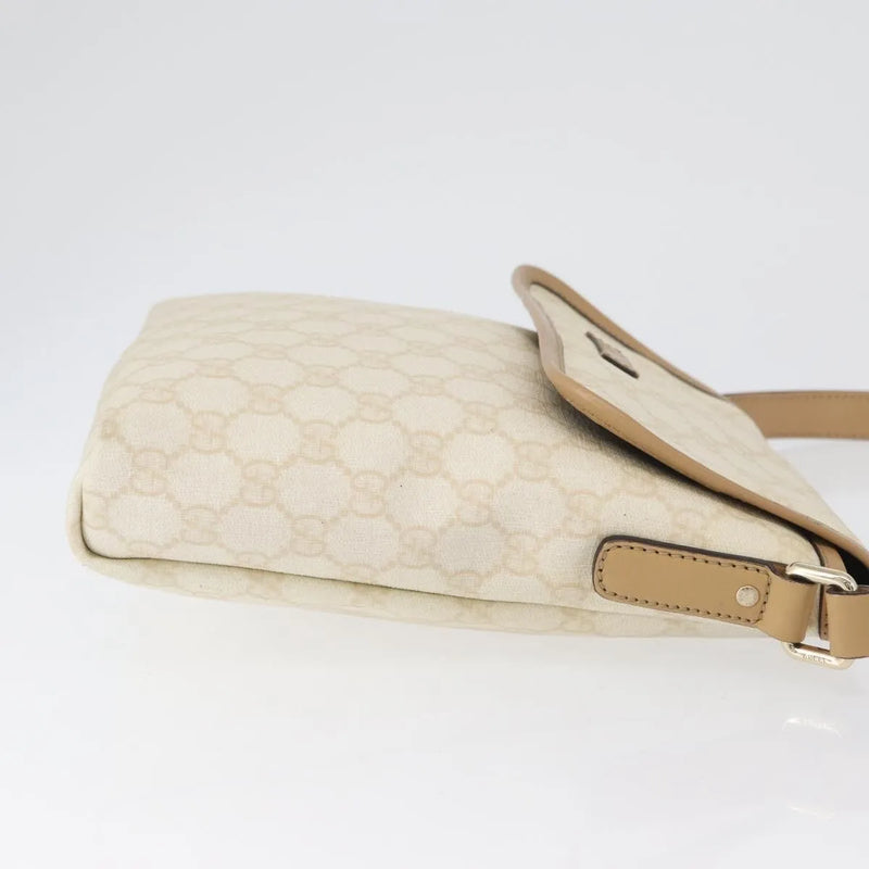Gucci Flap Messenger Gg Coated Canvas Beige Bag