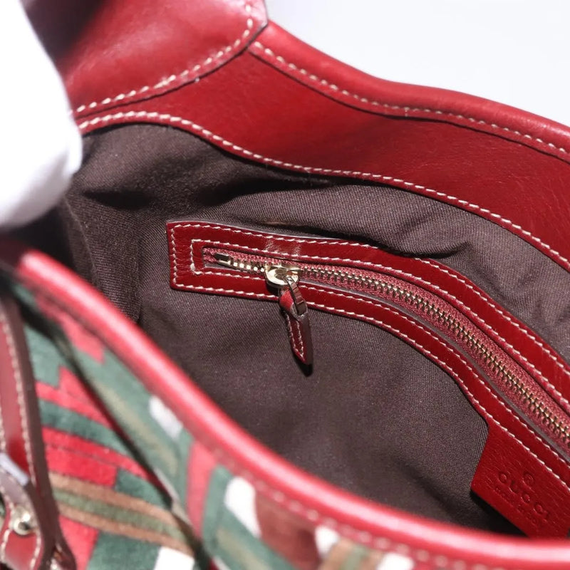 Gucci Vintage Jackie Shoulder Canvas And Leather Green Bag