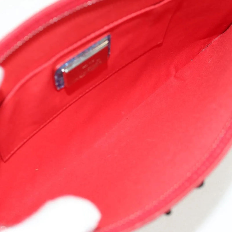 Christian Louboutin Loubiclutch Spiked Printed Leather Red Canvas Bag