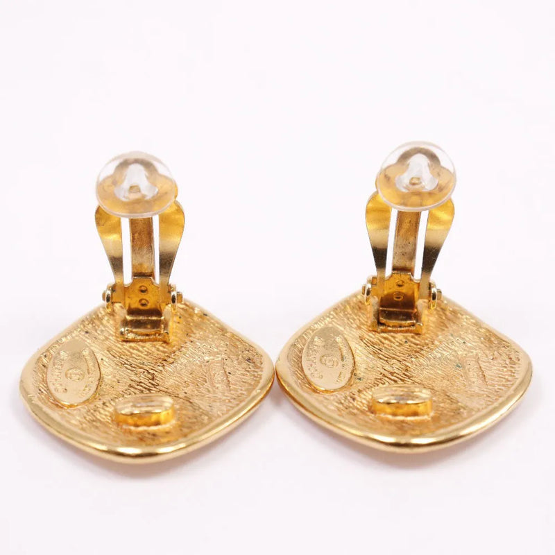 Chanel Cc Rhombus Clip-On Metal Gold Gold_plated Jewelry