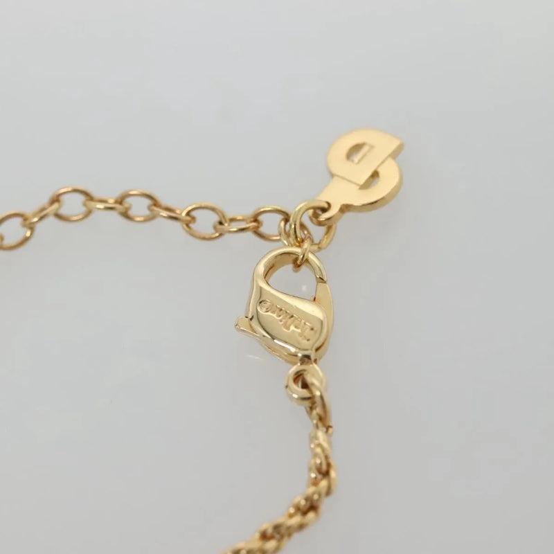 Christian Dior Logo Flower Metal Gold Jewelry