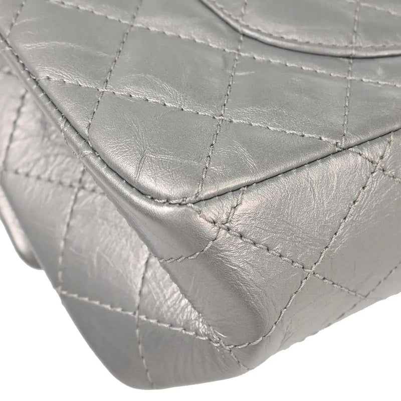 Chanel Reissue 2.55 Double Compartment Flap Quilted Aged Calfskin Silver Bag