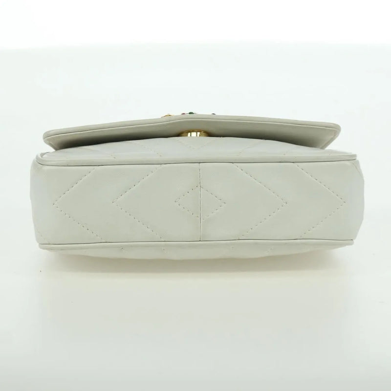 Chanel Vintage Gripoix Flap Leather White Bag