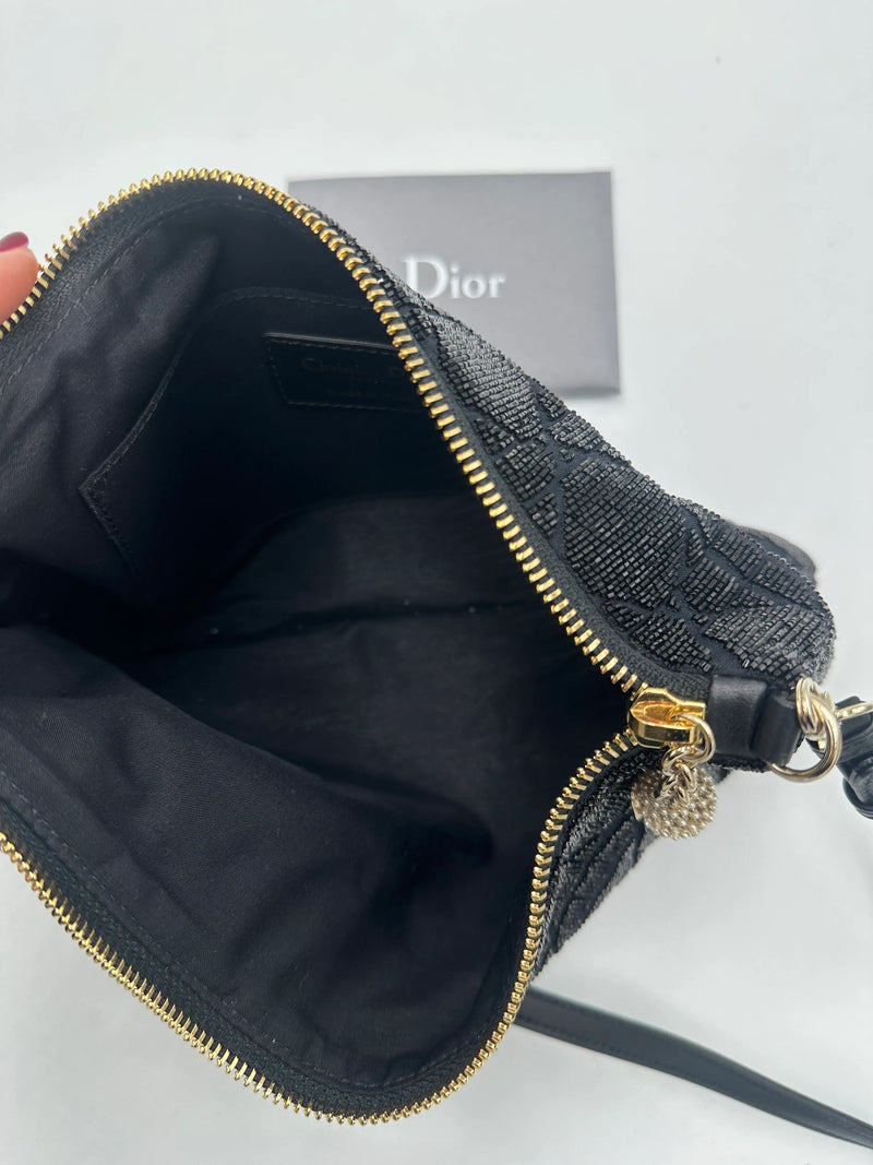 Christian Dior Black Cannage Leather Beads Bag