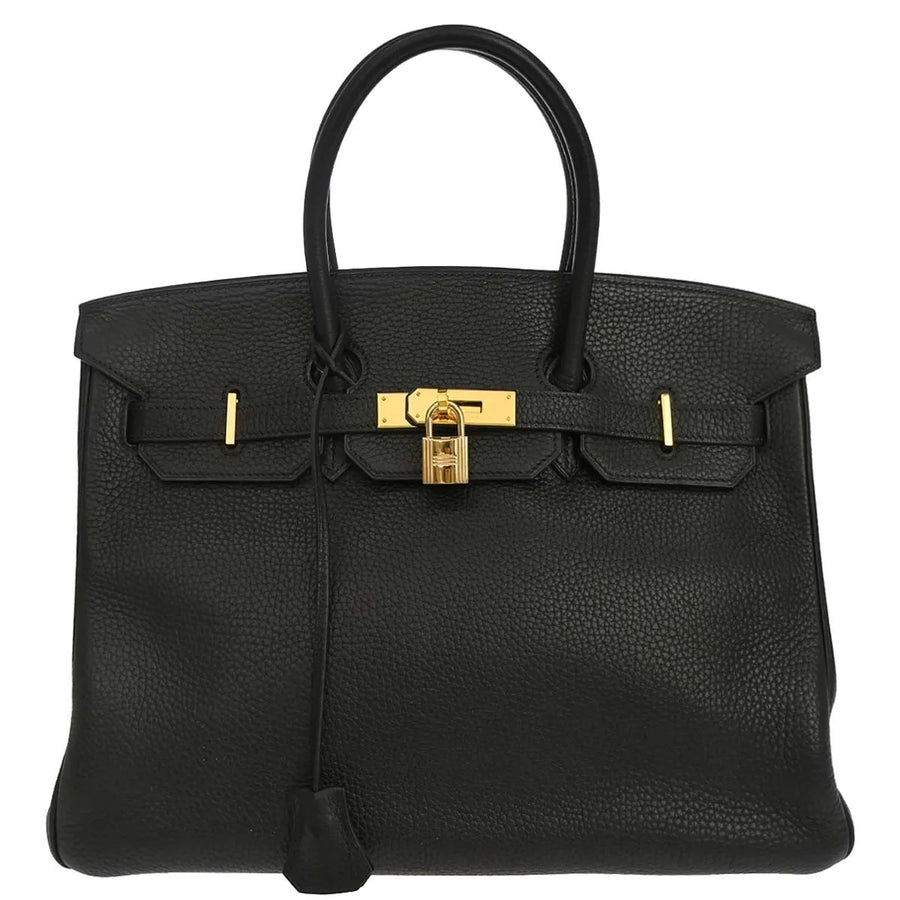 Hermes Birkin Taurillon Clemence Black Leather Bag