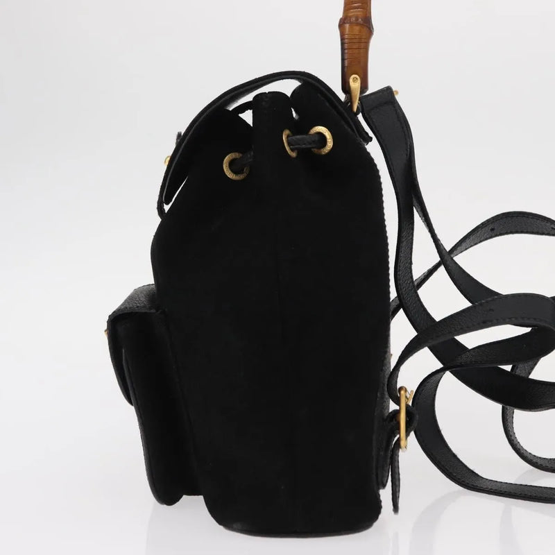 Gucci Vintage Bamboo Suede Black Bag