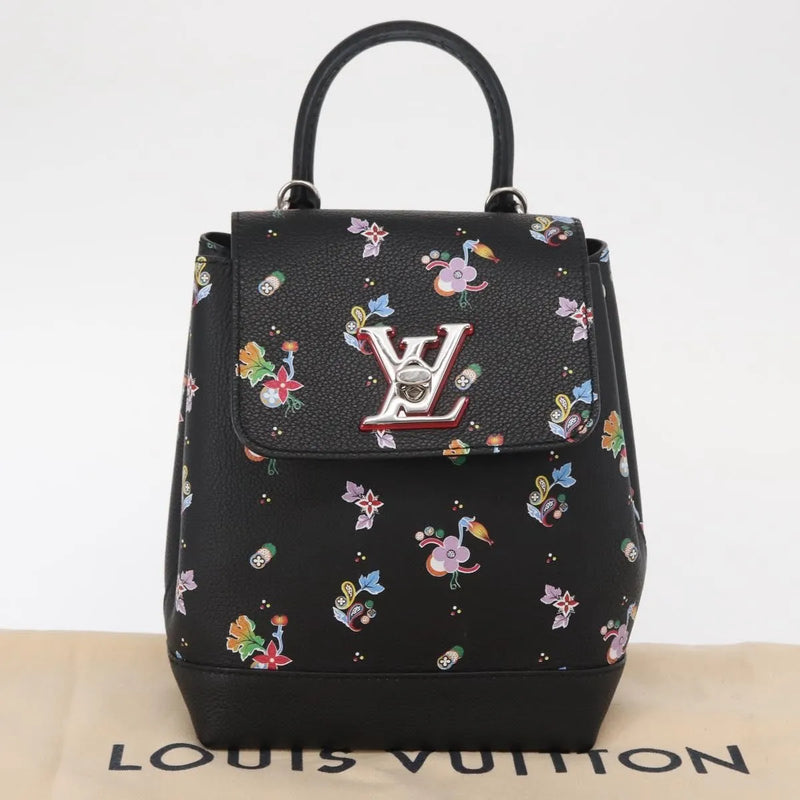 Louis Vuitton Lockme Floral Printed Leather Black Bag