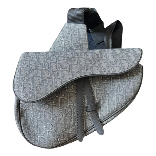 Christian Dior Saddle Oblique Canvas Gray Bag