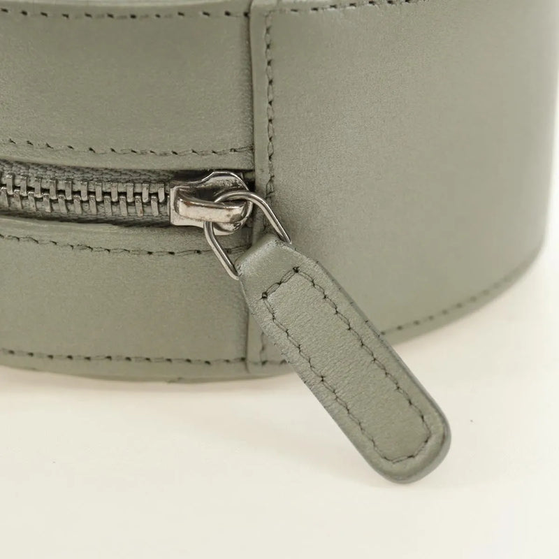 Chanel Round Clutch With Chain Sequins Gray Leather Bag