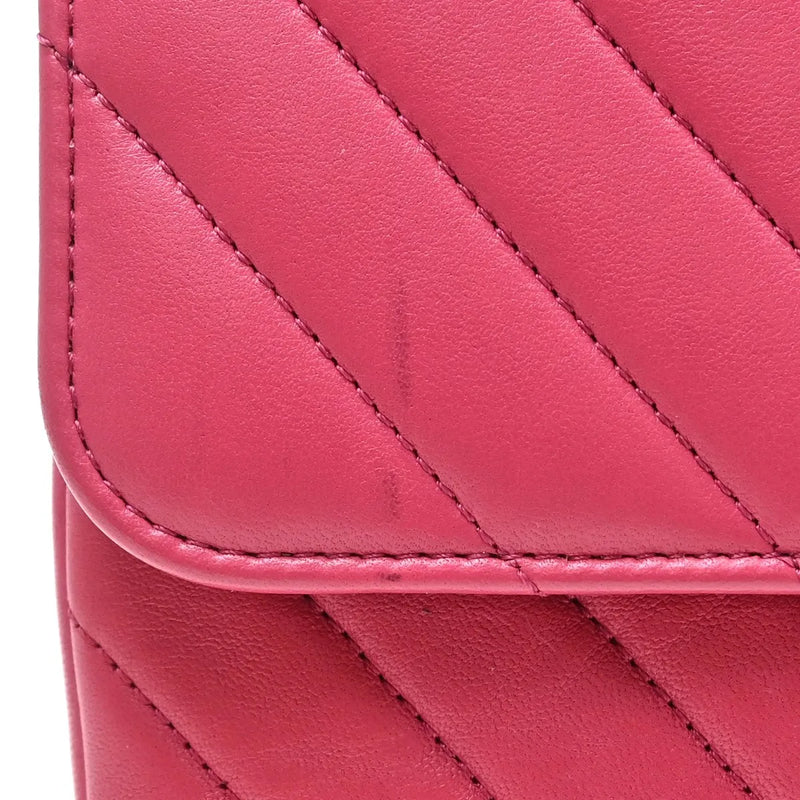 Chanel Trendy Cc Top Handle Chevron Lambskin Pink Leather Bag