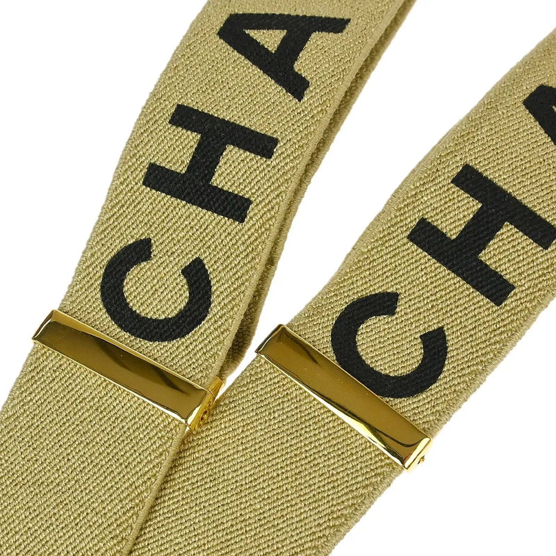 Chanel Logo Suspenders Canvas Beige Accessory