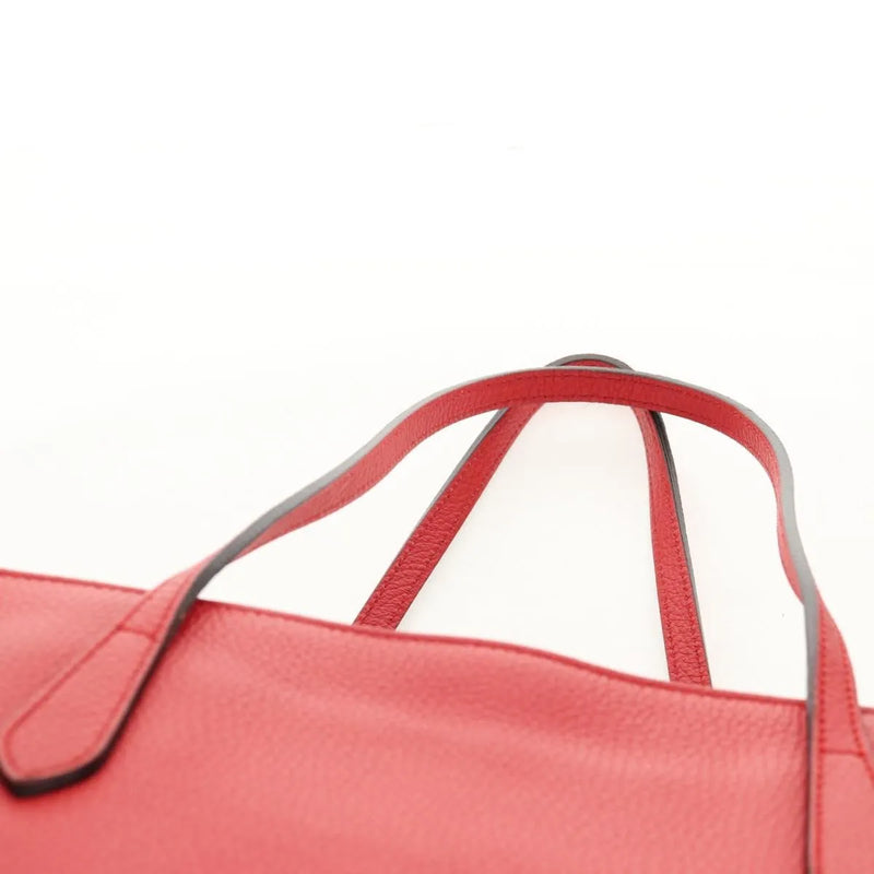 Gucci Grand Prix Interlocking Gg Tote Grainy Leather Red Bag