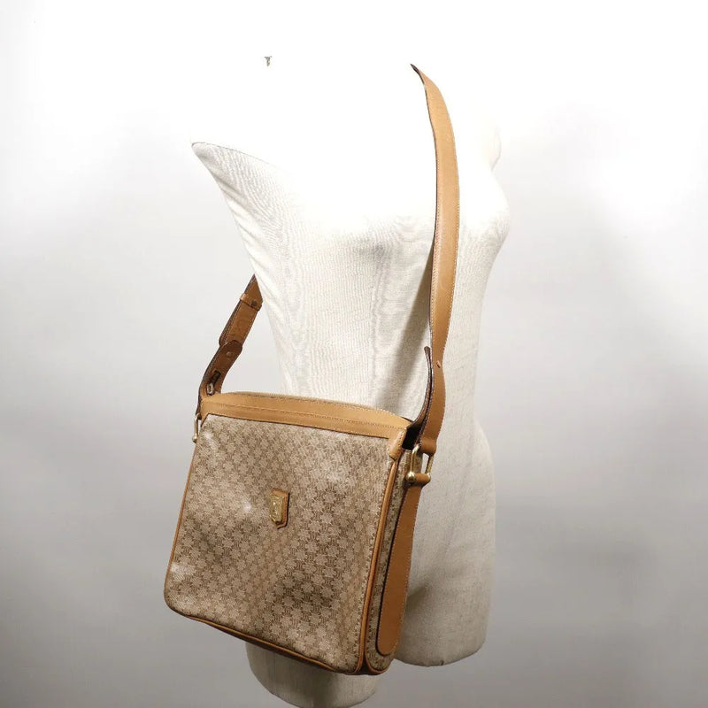Celine Macadam Shoulder Pvc Leather Beige Bag