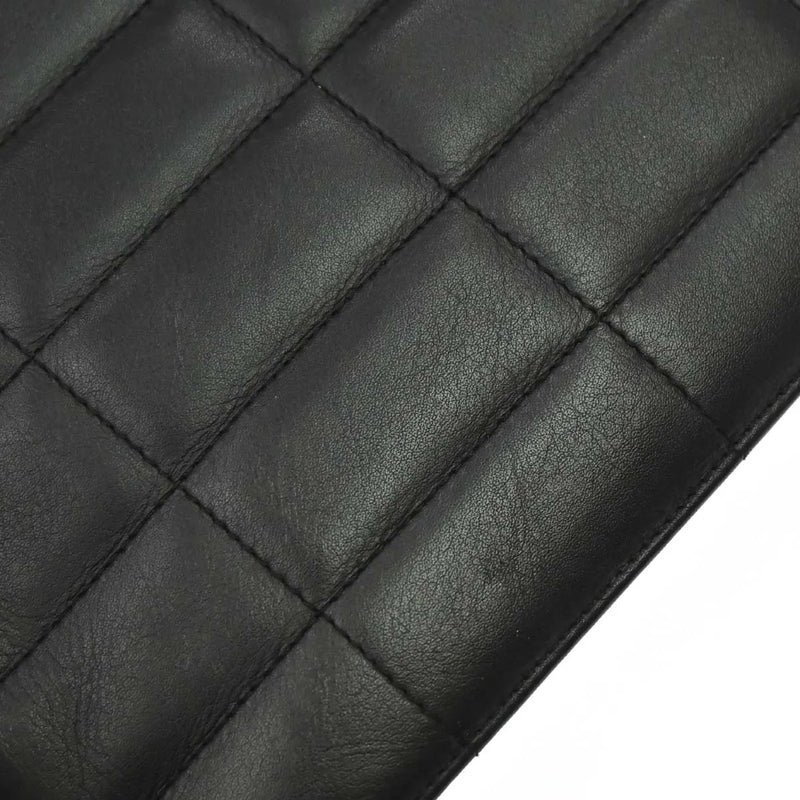 Chanel Vintage Chocolate Bar Tote Quilted Leather Black Bag