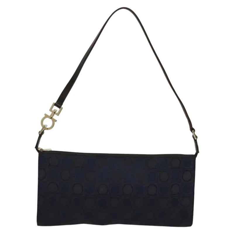 Salvatore Ferragamo Gancini Canvas Navy Bag