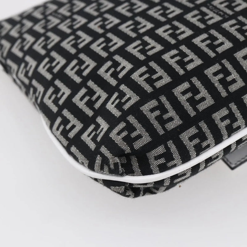 Fendi Vintage Flap Zucchino Canvas Black Bag