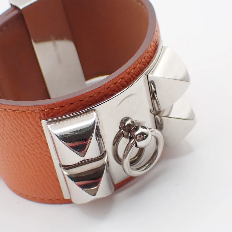 Hermes Collier De Chien Leather Orange Jewelry