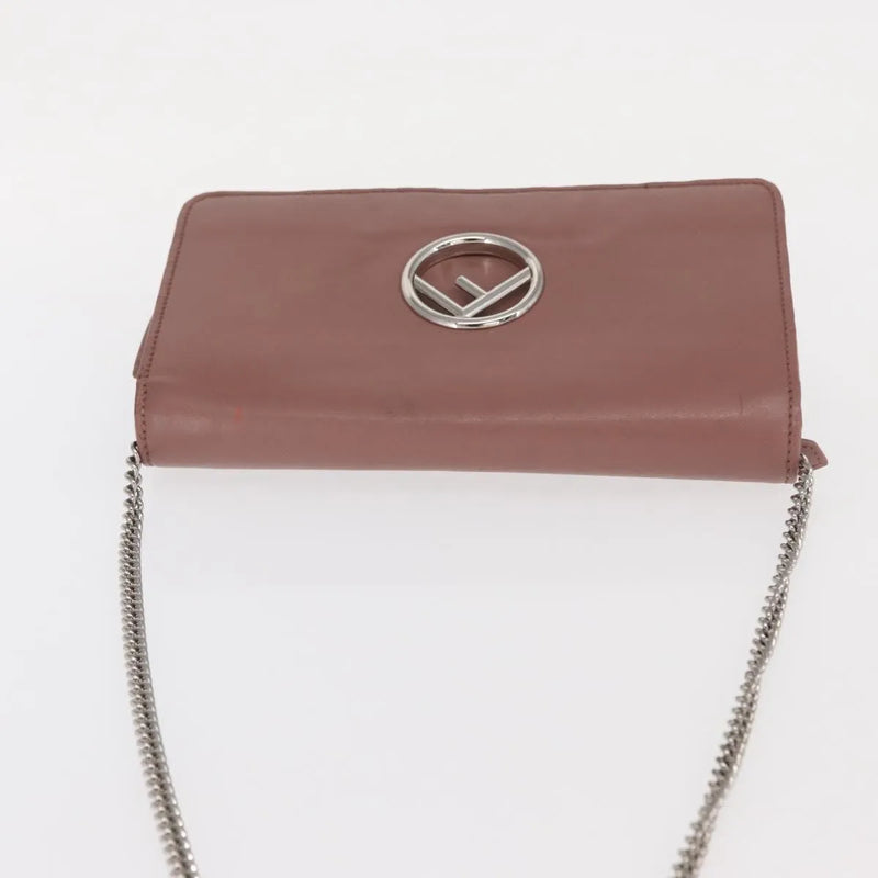 Fendi F Is Wallet On Chain Leather Pink Bag