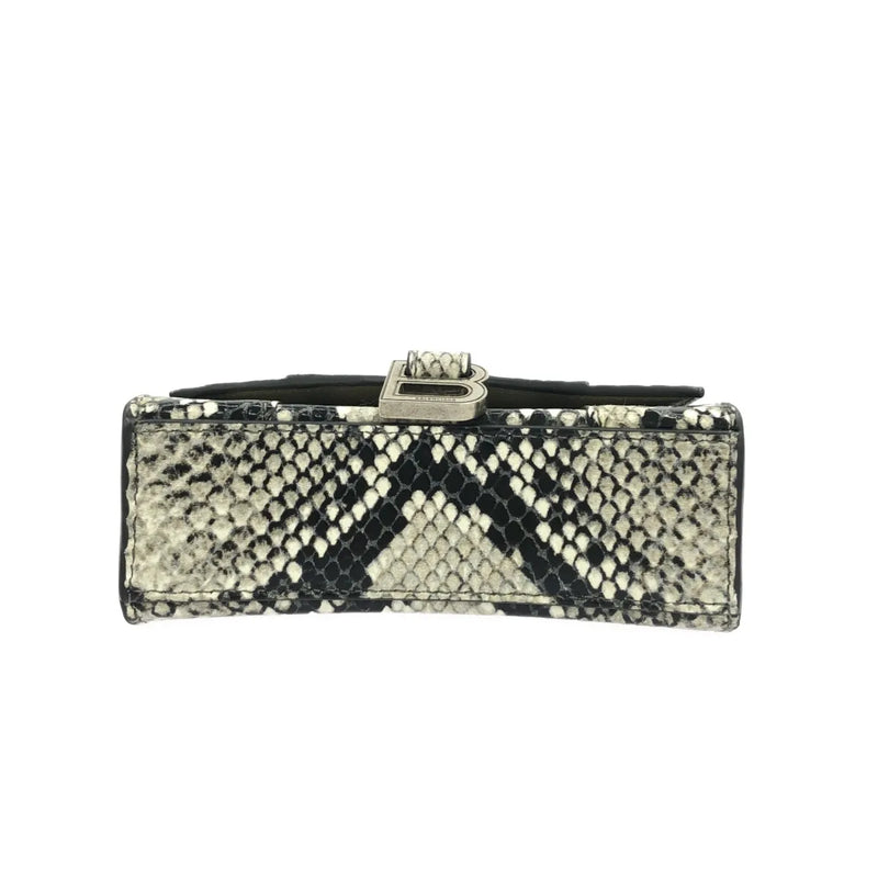 Balenciaga Hourglass Top Handle Python Embossed Leather Gray Calfskin Bag