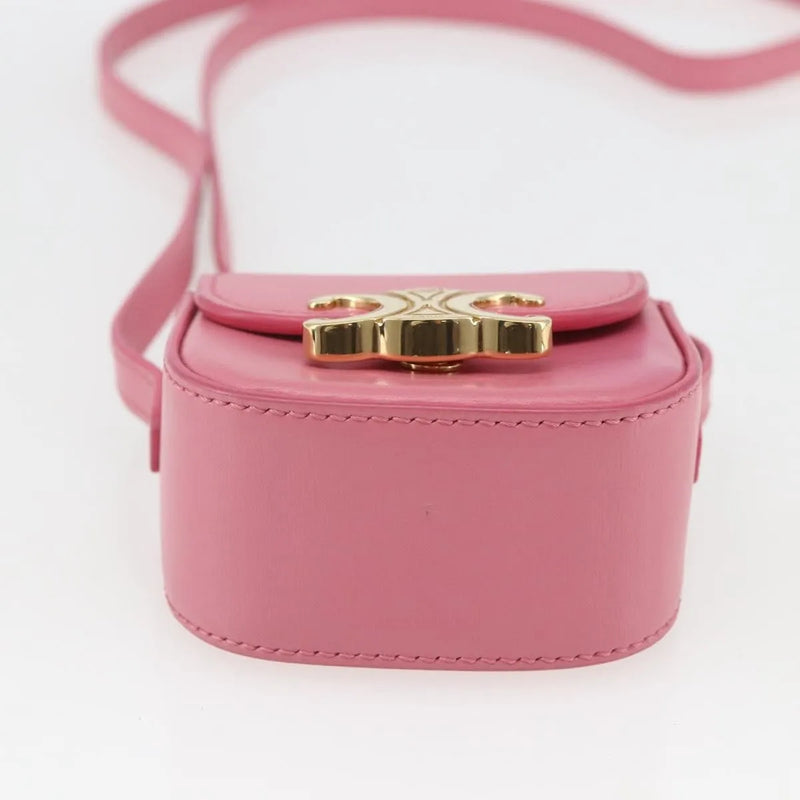 Celine Triomphe Shoulder Smooth Calfskin Pink Leather Bag