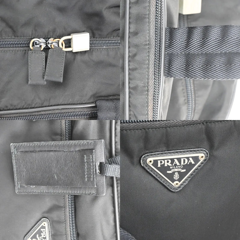 Prada Expandable Front Zip Boston Tessuto Black Nylon Bag