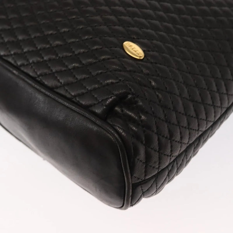Bally Vintage Chain Quilted Leather Black Bag