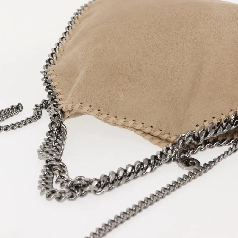 Stella Mccartney Falabella Fold Over Shaggy Deer Beige Polyester Bag