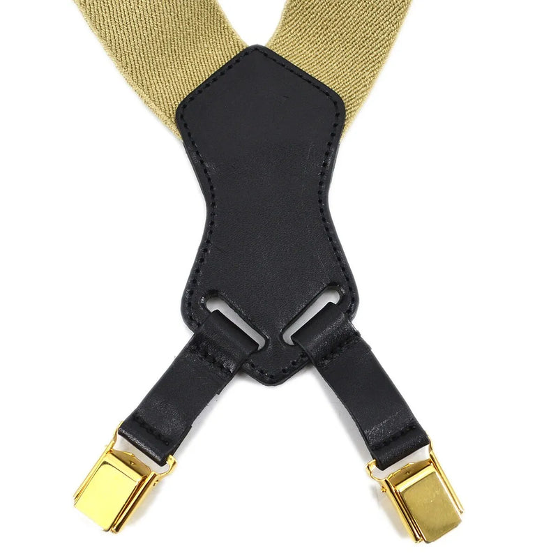 Chanel Logo Suspenders Canvas Beige Accessory