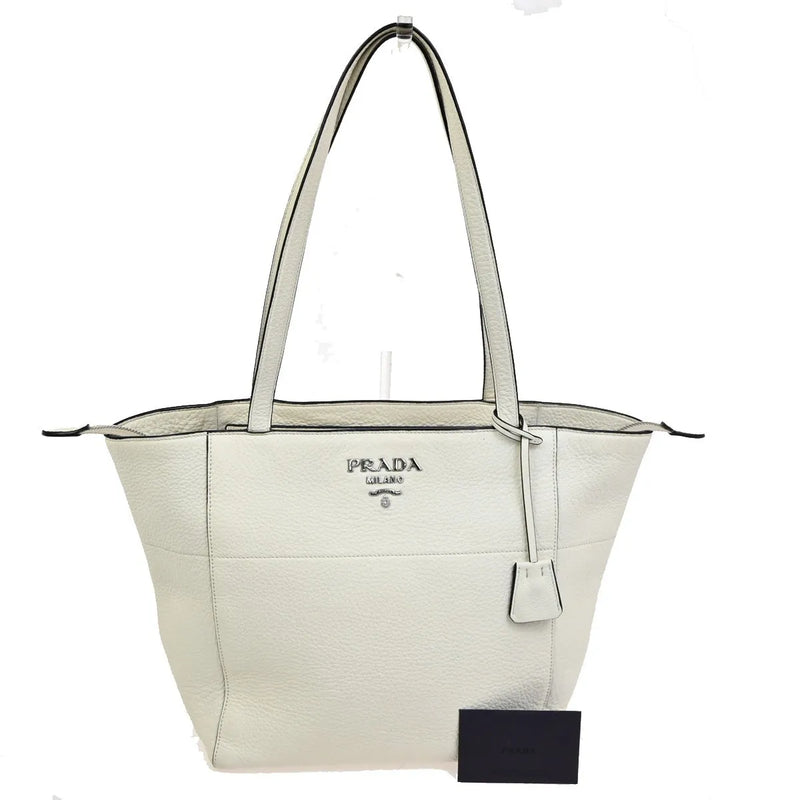 Prada Vintage Tote Leather White Bag